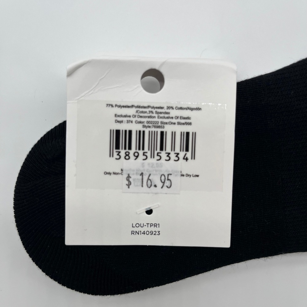 Lou & Grey No Show Liner Socks 2 Pack Black White Logo 769853 One Size NEW